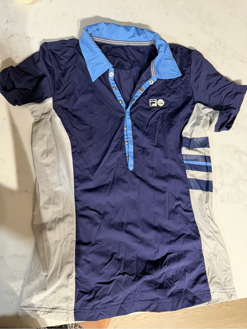 Fila Navy and Light Blue Women's Polo Top